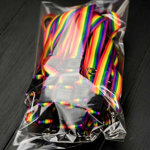 Progressiivinen Pride Avainnauha 20mm papukaijaklipsillä ja turvalukolla, progressiivinen sateenkaarilippu